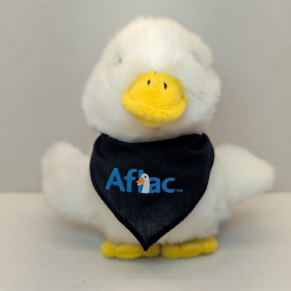 Aflac Plush Talking Duck White With Blue Bandana 6" Children Cancer Toy NO SOUND